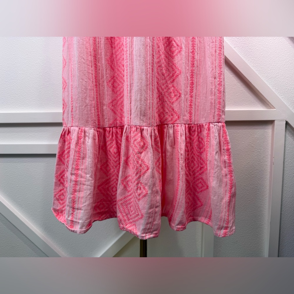 Velvet By Graham & Spencer Pink Embroidered Midi Dress Boho Halter Cotton Sz Lrg - Picture 3 of 14